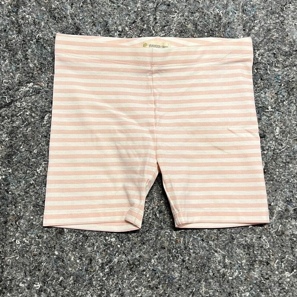 Tucker + Tate Kids Pink White Striped Bike Shorts Size 7 Cotton Blend Elastic